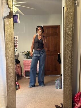 Wide-Leg Blue Jeans - Women's Classic Casual